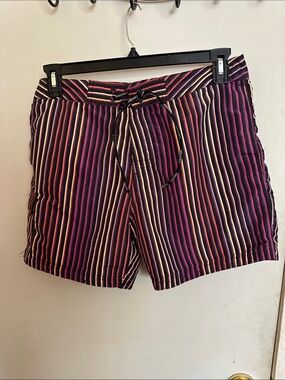 Calvin Klein Purple Multi-Stripe Swim Trunks